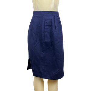 Victor Costa Navy Skirt Size 10 Rayon and Polyester Lined Womens Knee-Length Sz